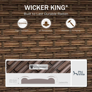 Phi Villa 9-Seater Patio Wicker Sofa With Multi-functional Ottomans