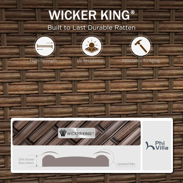 Phi Villa 9-Seater Patio Wicker Sofa With Multi-functional Ottomans