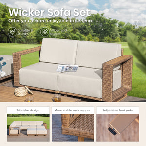 Catalina Modern Swivel Rattan Patio Conversation Sofa Set