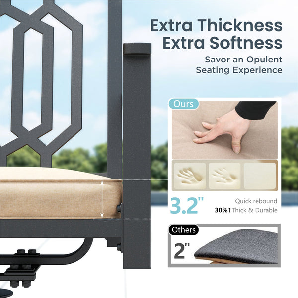 7-Piece Outdoor Patio Dining Set 6 Swivel Chairs and Rectangle Steel Table PHI VILLA