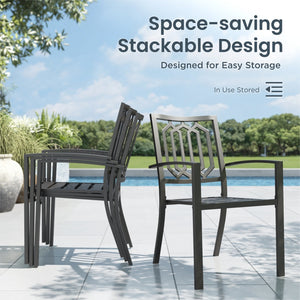7/ 9-Piece Patio Dining Sets with Extendable Table and Stackable Chairs PHI VILLA