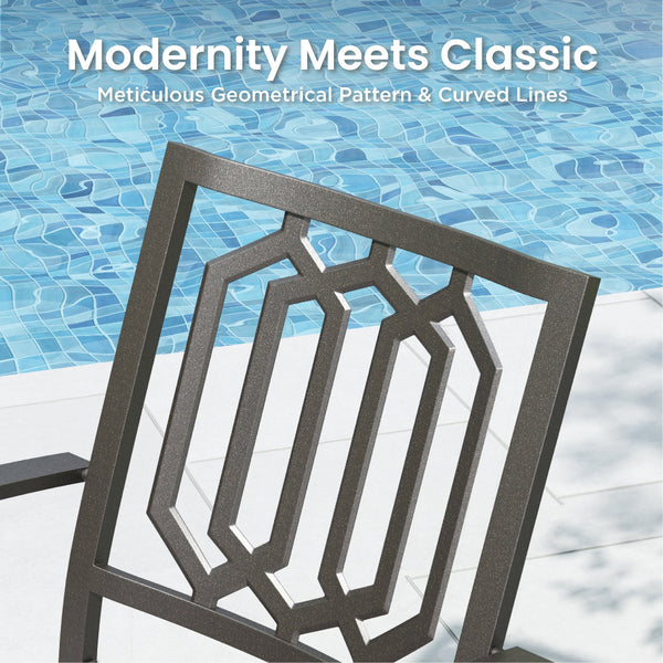 7-Piece Outdoor Patio Dining Set 6 Swivel Chairs and Rectangle Steel Table PHI VILLA