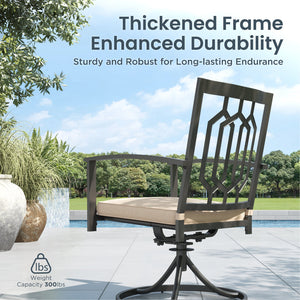 7-Piece Outdoor Patio Dining Set 6 Swivel Chairs and Rectangle Steel Table PHI VILLA