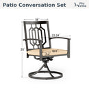 5-Piece Outdoor Dining Set 4 Cushioned Swivel Chairs and Larger Square Table PHI VILLA
