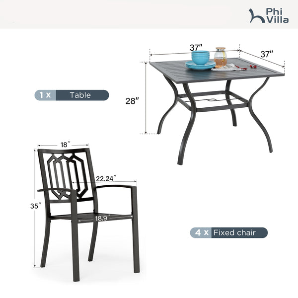 Classic 5-Piece Patio Dining Set for Garden Backyard