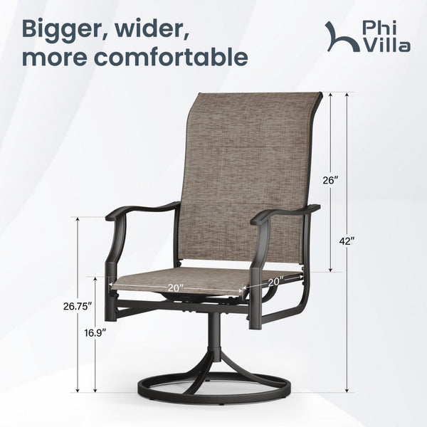Patio Upgraded Padded High Back Dining Chairs for Porch, Deck, Backyard PHI VILLA