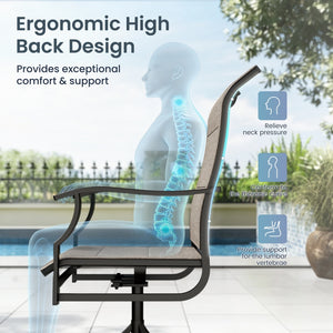 Patio Upgraded Padded High Back Dining Chairs for Porch, Deck, Backyard PHI VILLA