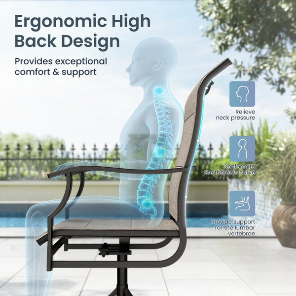 Patio Upgraded Padded High Back Dining Chairs for Porch, Deck, Backyard PHI VILLA