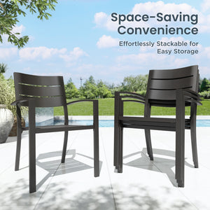 Veranda Outdoor Stackable Steel Stantionary Dining Chairs