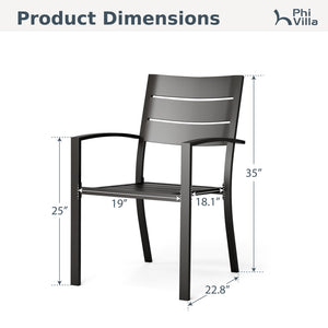 Veranda Outdoor Stackable Steel Stantionary Dining Chairs