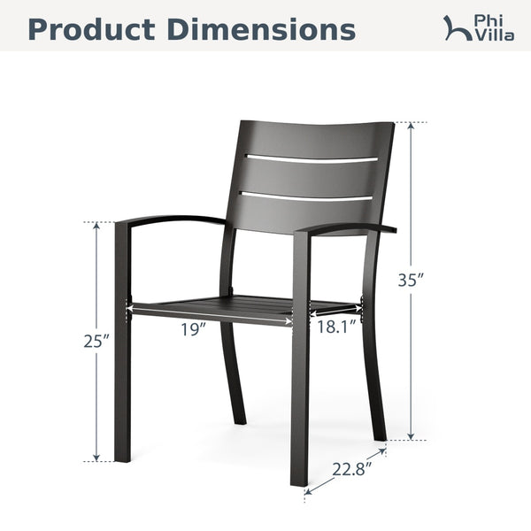 Veranda Outdoor Stackable Steel Stantionary Dining Chairs