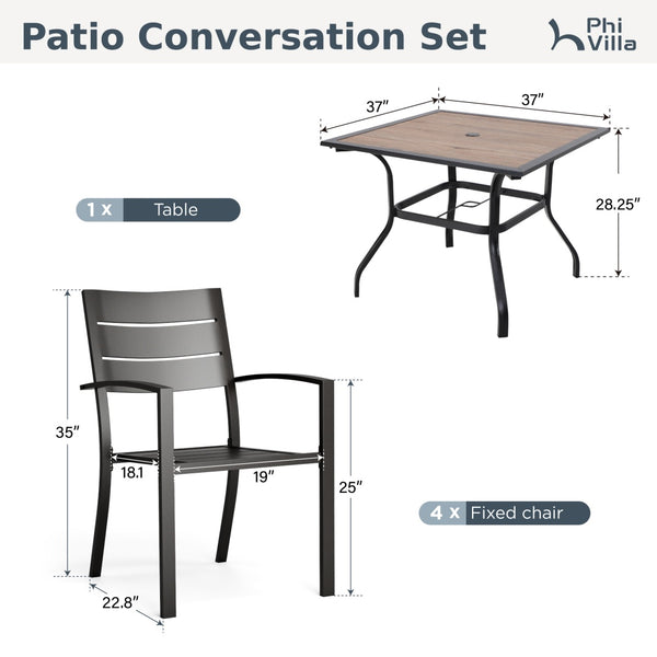 Veranda 4-Seater Outdoor Dining Set with Square Table