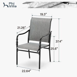 Patio Textilene Dining Chairs Set for Lawn, Front Porch PHI VILLA