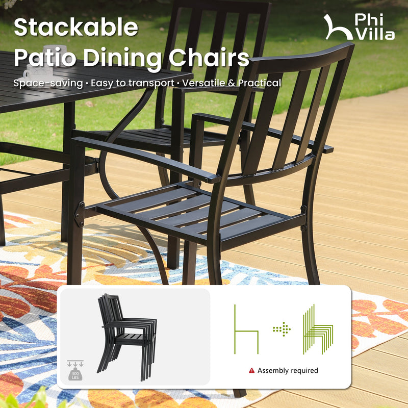 9-Piece Patio Dining Set with 60" Large Square Table for Garden, Big Family Phi Villa