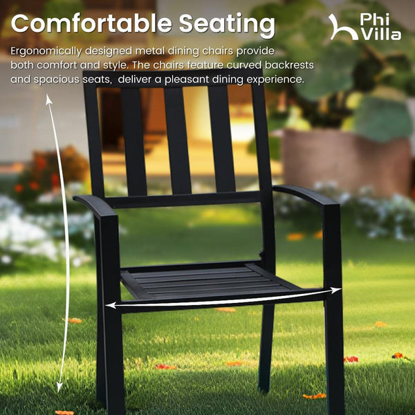 5-Piece Outdoor Dining Set with 42" Round Table and Stckable Chairs