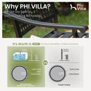 Phi Villa 7-Piece Patio Dining Set 6 Bullseye Pattern Chairs & Steel Rectangle Table