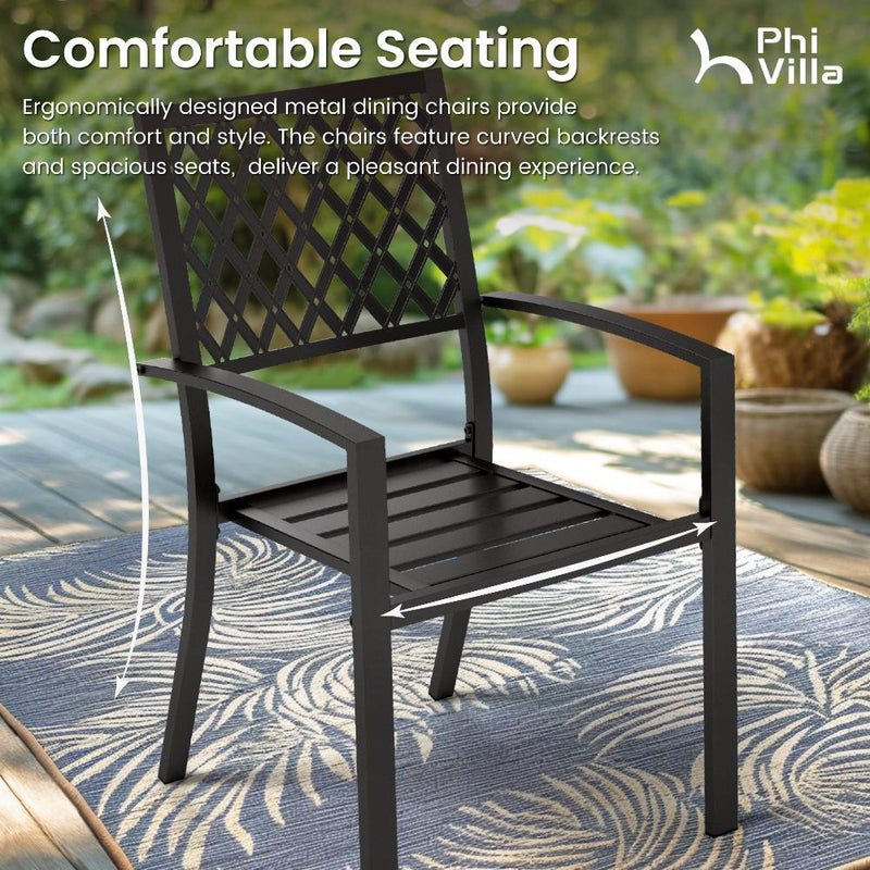 PHI VILLA 7-piece / 9-piece Outdoor Dining Sets Adjustable Steel Table and Stackable Chairs