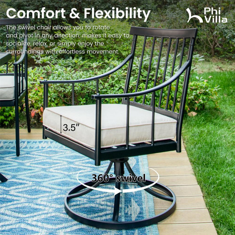 PHI VILLA 7-Piece Patio Dining Set With Rectangle Table & 6 Fashionable Dining Chairs