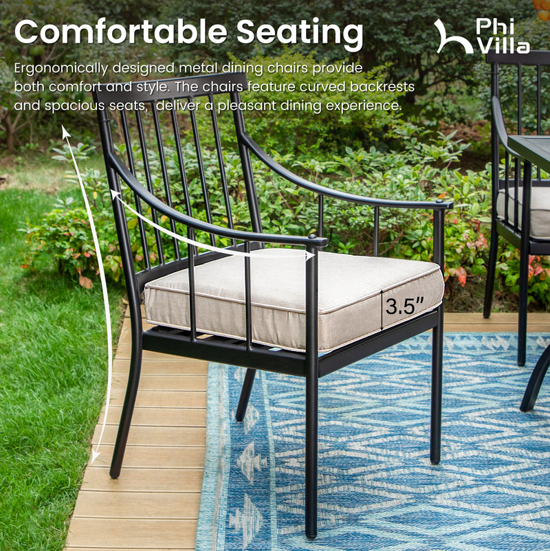 PHI VILLA 7-Piece Patio Dining Set With Rectangle Table & 6 Fashionable Dining Chairs