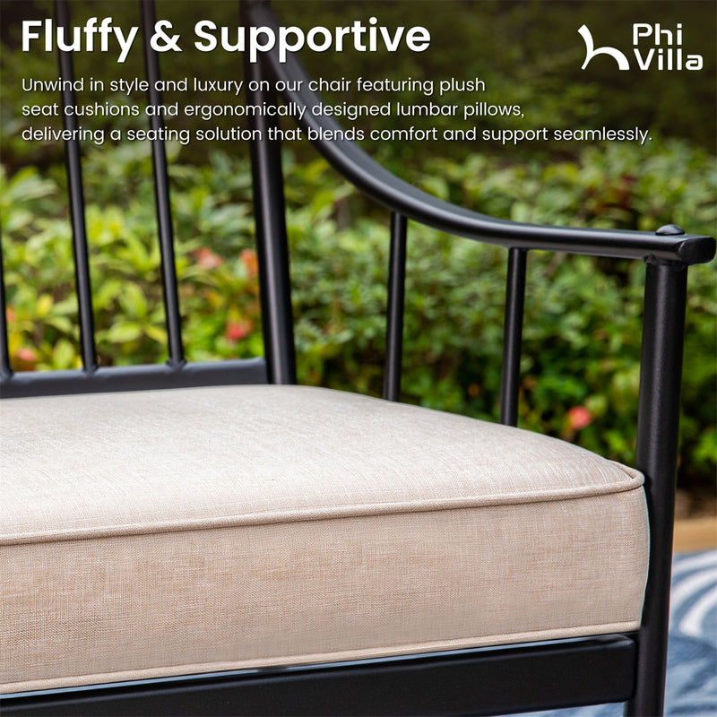 PHI VILLA 7-Piece Patio Dining Set With Rectangle Table & 6 Fashionable Dining Chairs