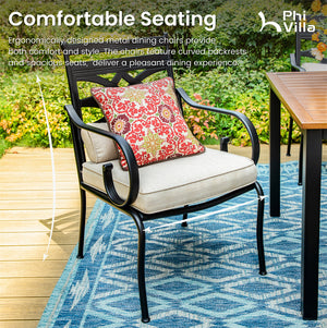 Vine 7-Piece Patio Dining Set of Stylish Steel Chairs and Steel Rectangle Table