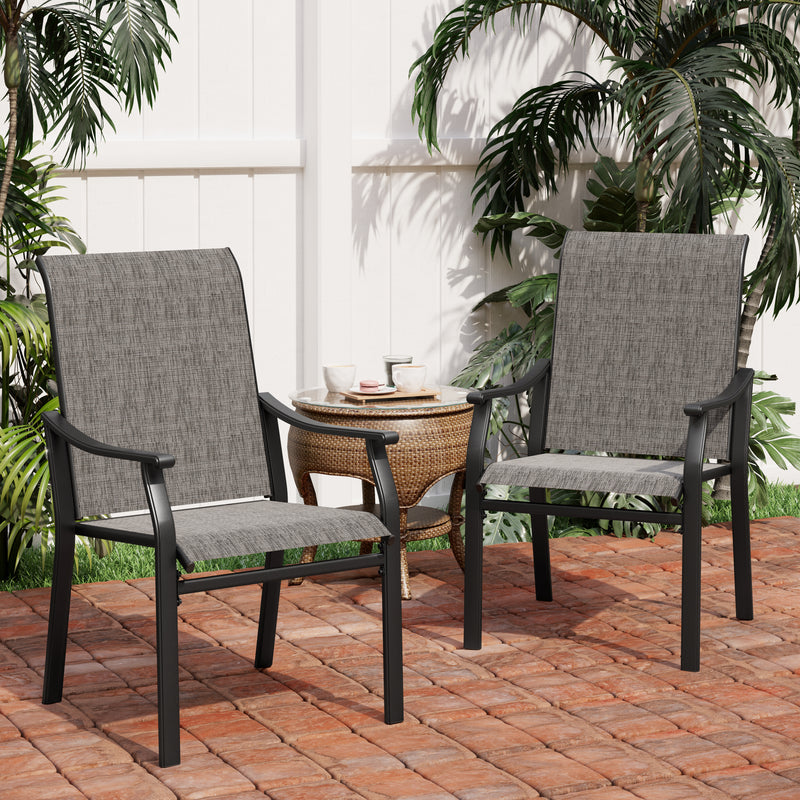 Patio 2-Piece Textliene Fixed Chair for Dining Garden PHI VILLA