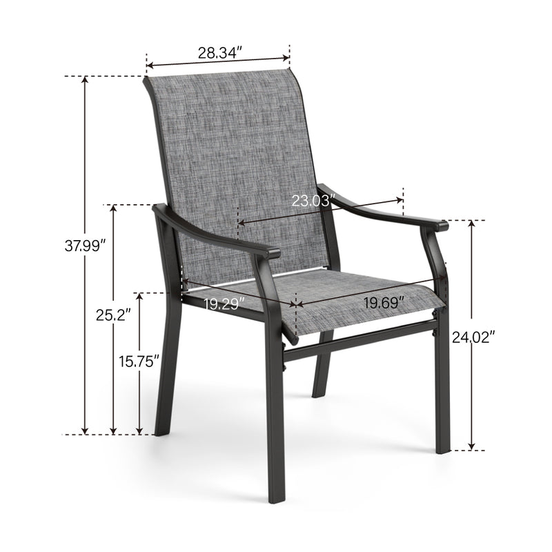 Patio 2-Piece Textliene Fixed Chair for Dining Garden PHI VILLA