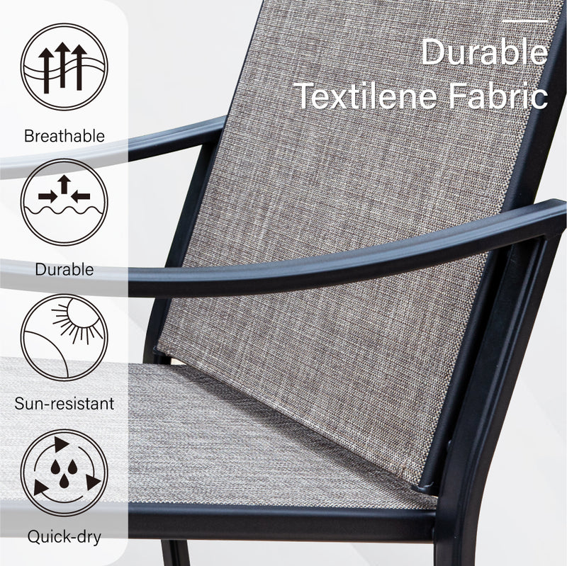 Patio 2-Piece Textliene Fixed Chair for Dining Garden PHI VILLA
