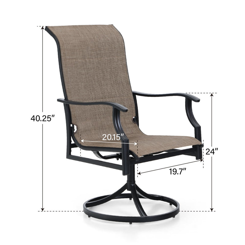 Patio Padded Swivel Dining Chairs for Porch, Deck, Backyard PHI VILLA