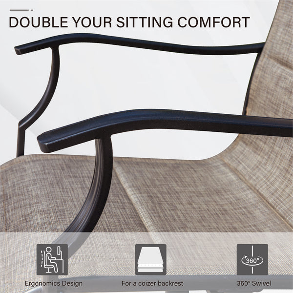 Modern 7-Piece Patio Dining Set with Highback Padded Swivel Chairs for Backyard