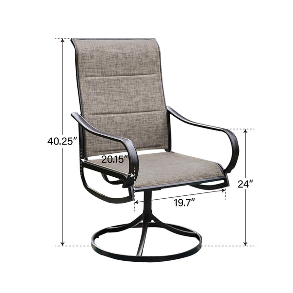 Patio Padded Swivel Dining Chairs for Porch, Deck, Backyard PHI VILLA