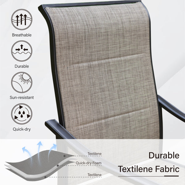 Patio Padded Swivel Dining Chairs for Porch, Deck, Backyard PHI VILLA