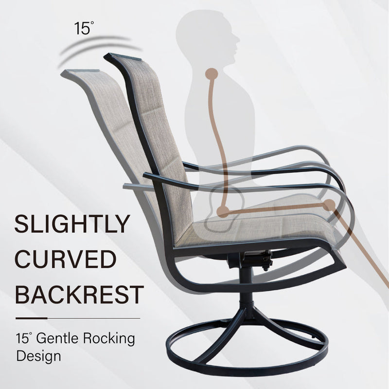 Patio Upgraded Padded Swivel Dining Chairs for Porch, Deck, Backyard PHI VILLA