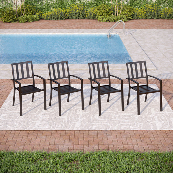 Patio Stackable Dining Chairs for Deck,Backyard PHI VILLA