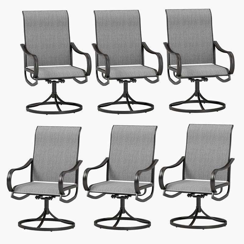Patio Swivel Dining Chair with Black Frame for Porch,Deck,Backyard, PHI VILLA