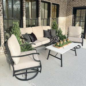 Phi Villa 5-Seat Outdoor Steel Conversation Sofa Set With Coffee Table