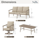Phi Villa 5-Seater Windsor Sofa Set with Coffee Table, Iron Patio Sofa with Faux Wood Grain Finish