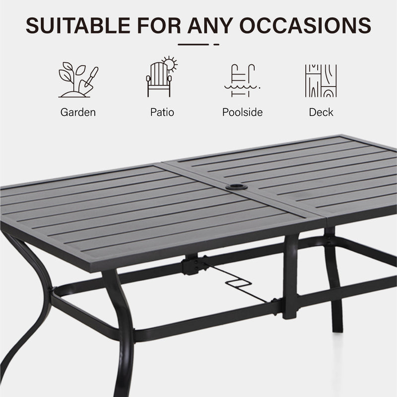 Phi Villa 6 Person Outdoor Metal Dining Table with Umbrella Hole