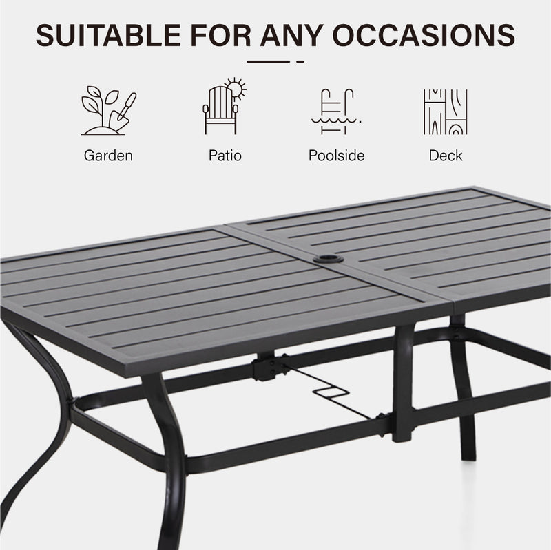 PHI VILLA 7-Piece Patio Dining Set With Rectangle Table & 6 Fashionable Dining Chairs