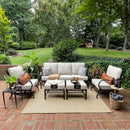 7-Seater Patio Metal Wave Sofa with Ottomans