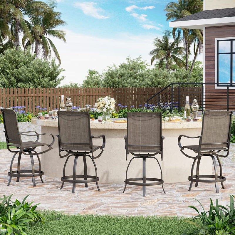 Phi Villa Outdoor Swivel Textilene Bar Stools