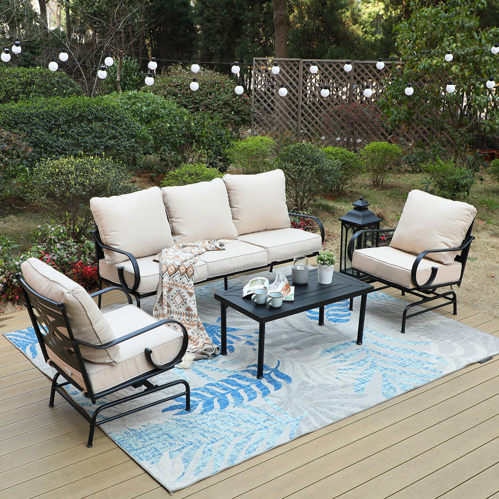 5-Seater Patio Metal Vines Sofa Set with Coffee Table