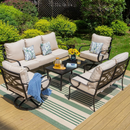 Phi Villa Patio 7-Seat Conversation Sofa Set With Coffee Table