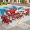 Phi Villa 7-Seater Patio Steel Sofa With Cushions And Multi-fuctional Ottomans