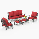 Phi Villa 7-Seater Patio Steel Sofa With Cushions And Multi-fuctional Ottomans