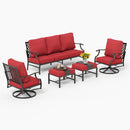 Phi Villa 7-Seater Patio Steel Sofa With Cushions And Multi-fuctional Ottomans