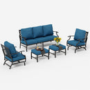 Phi Villa 7-Seater Patio Steel Sofa With Cushions And Multi-fuctional Ottomans
