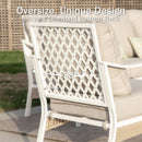 4-Seater Patio Metal All-White Sofa Set with Rattan Edge for Sale