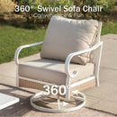 7-Seater Patio Metal All-White Sofa Set with Rattan Edge for Sale