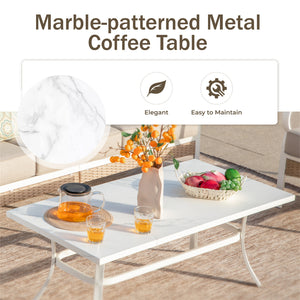 4-Seater Patio Metal All-White Sofa Set with Rattan Edge for Sale